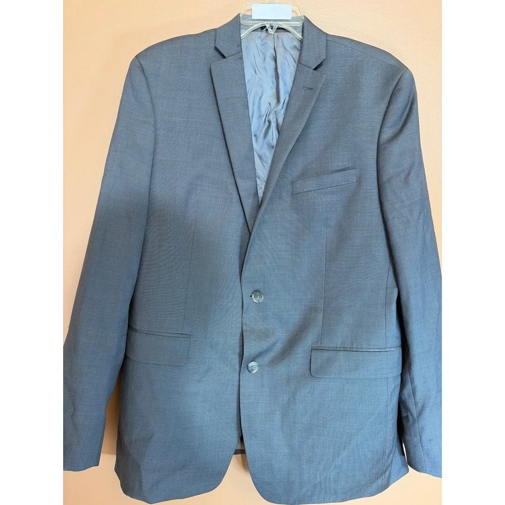 Bar III Mens Slim Fit 100% Wool Blazer Sport Coat Blue Grey 42R Macys